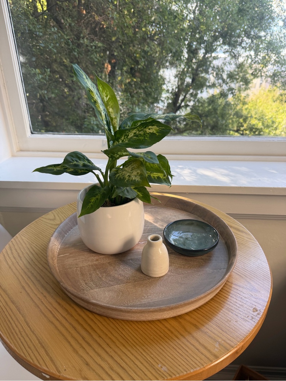 Boho Wood Round Tray